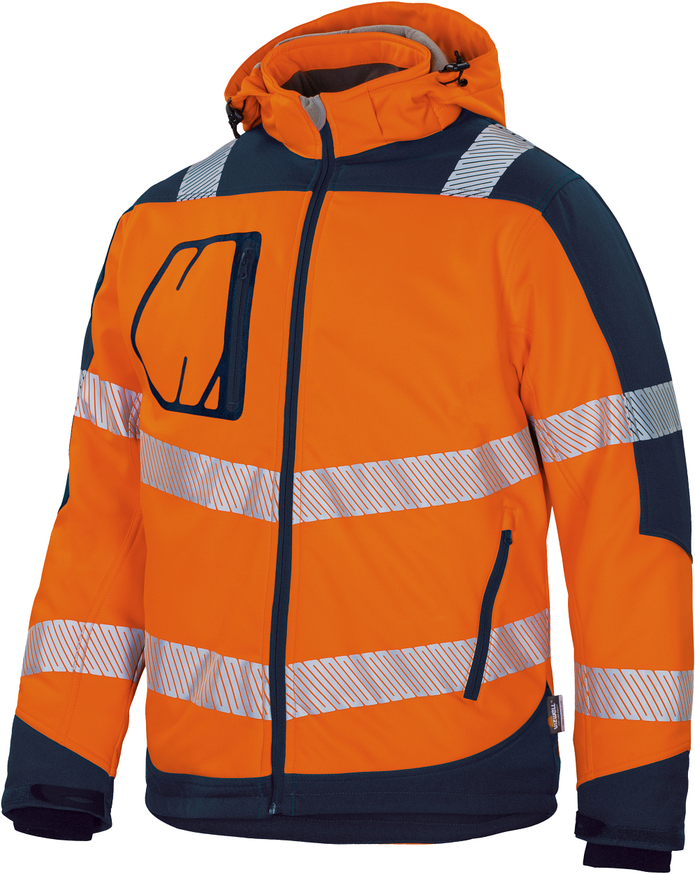 Winter-Kontrast-Softshelljacke leuchtorange-marine in Gr. XXL von Vizwell