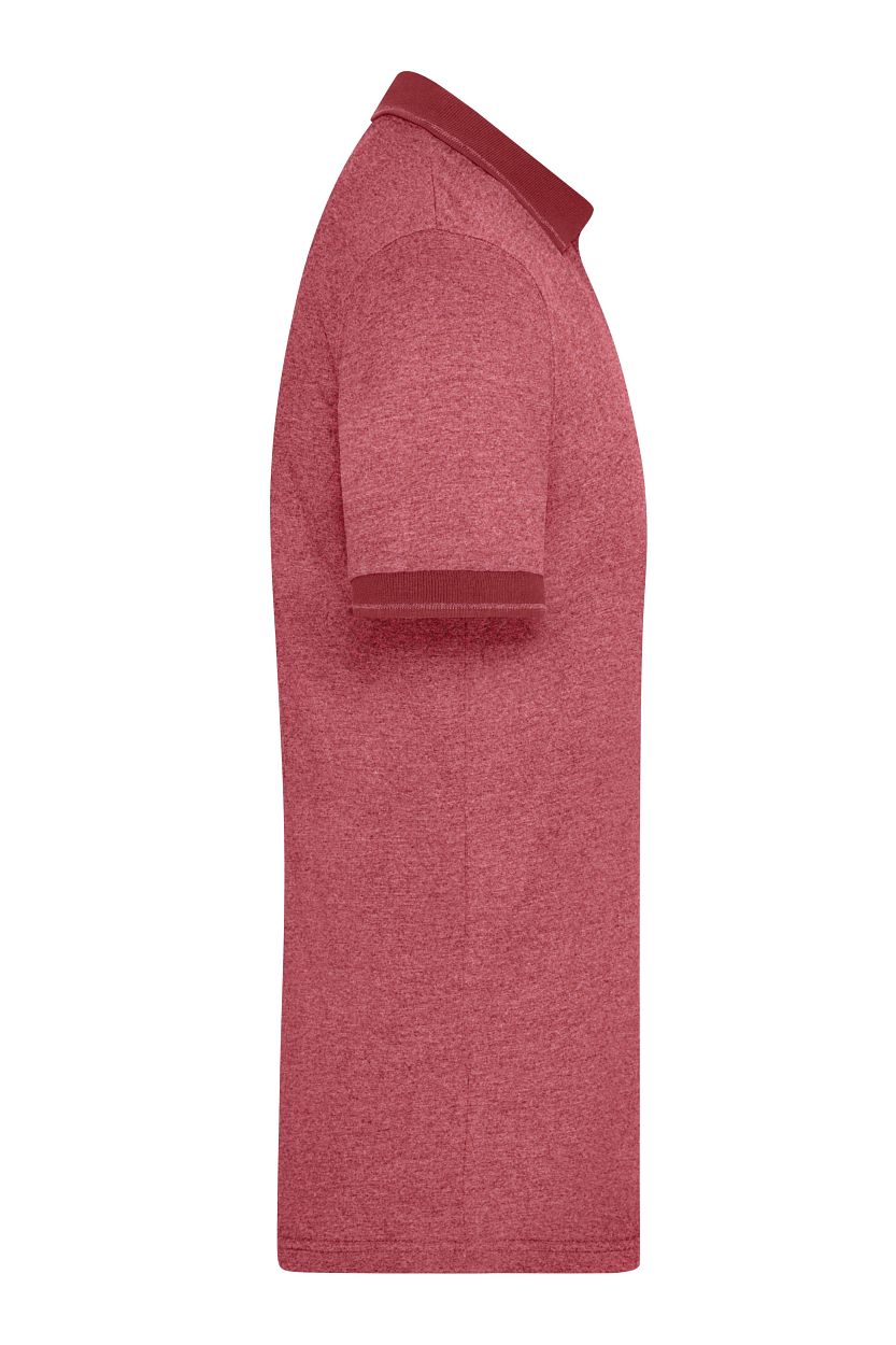 Men's Heather Polo "JN706" in Wine-Melange/Wine, Größe 3XL - Daiber