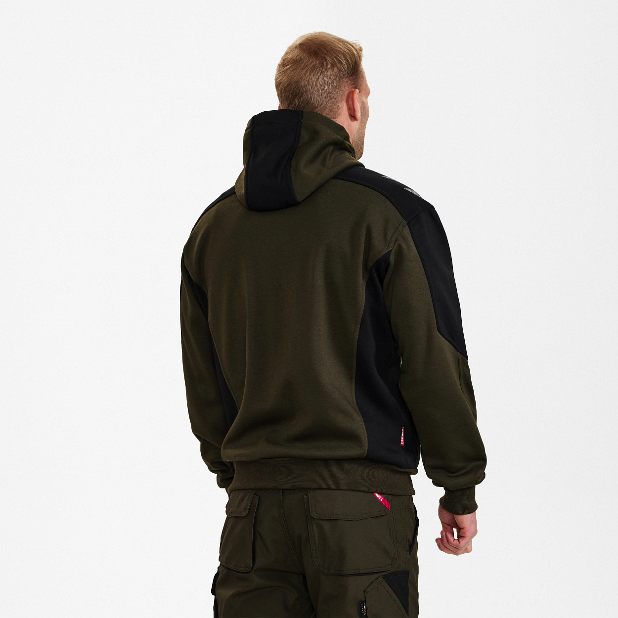 ENGEL Galaxy Sweatcardigan mit Kapuze in Forest Green/Schwarz, Größe XS