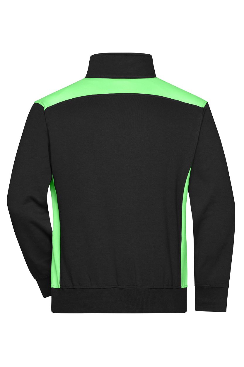 Workwear Half-Zip Sweat - COLOR - "JN868" in Black/Lime-Green, Größe 6XL - Daiber