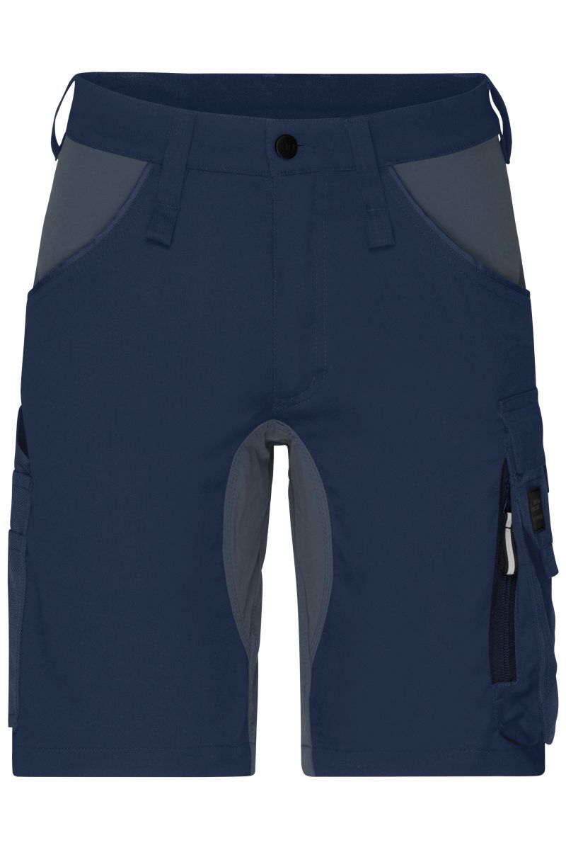 JN1811 Workwear Stretch-Bermuda Slim Line in Navy / Carbon, Größe 52 von James & Nicholson