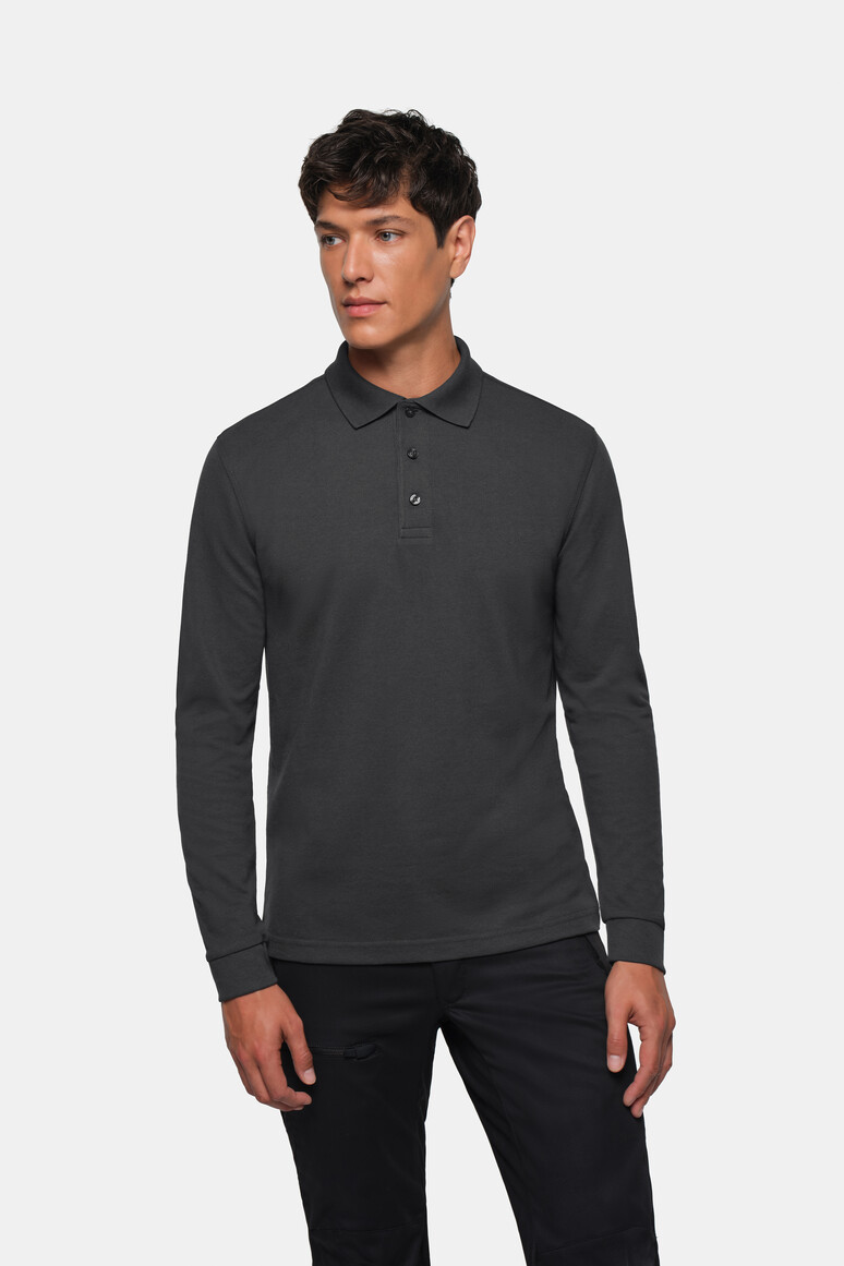 HAKRO 815 Longsleeve-Poloshirt MIKRALINAR® in Karbongrau, Größe M HAKRO 815 Longsleeve-Poloshirt MIKRALINAR® in Karbongrau, Größe M