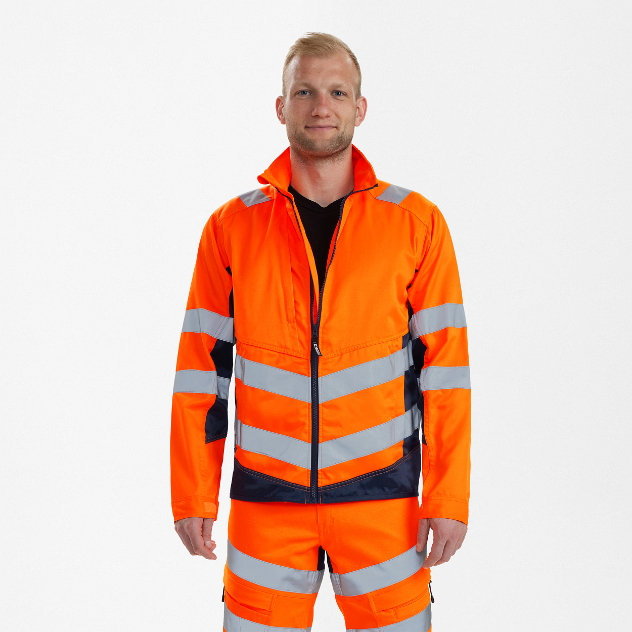 ENGEL Safety Light Arbeitsjacke in Orange/Blue ink, Größe XS