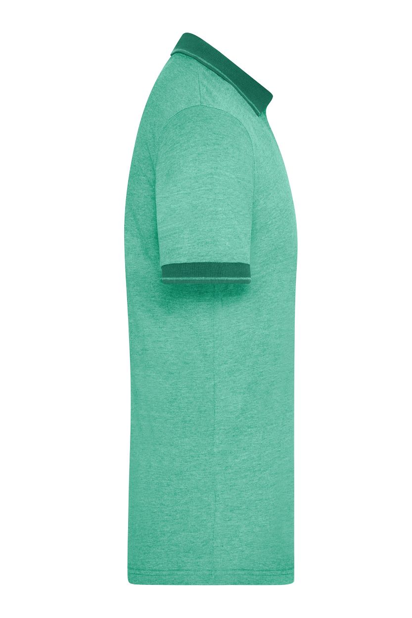 Men's Heather Polo "JN706" in Green-Melange/Dark-Green, Größe 3XL - Daiber
