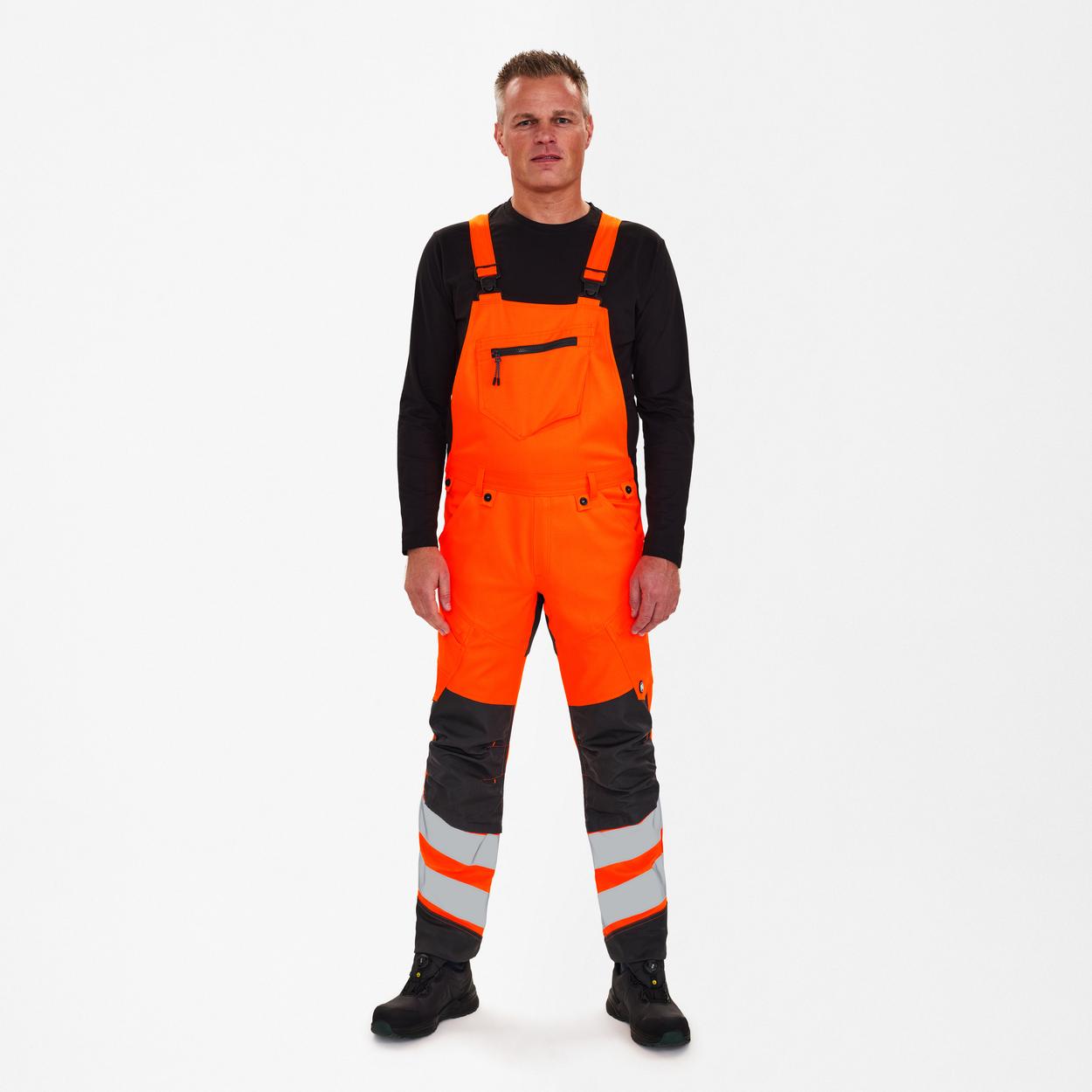 ENGEL Safety Latzhose mit 2-Wege-Stretch in Orange/Anthrazit Grau, Größe 26