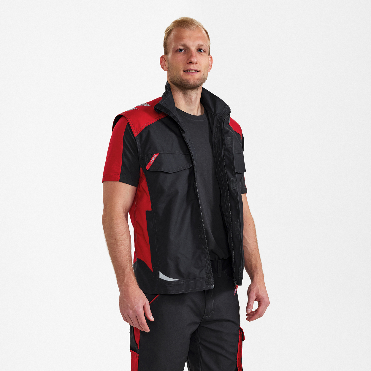 ENGEL Galaxy Serviceweste in Anthrazit Grau/Tomato Red, Größe XS