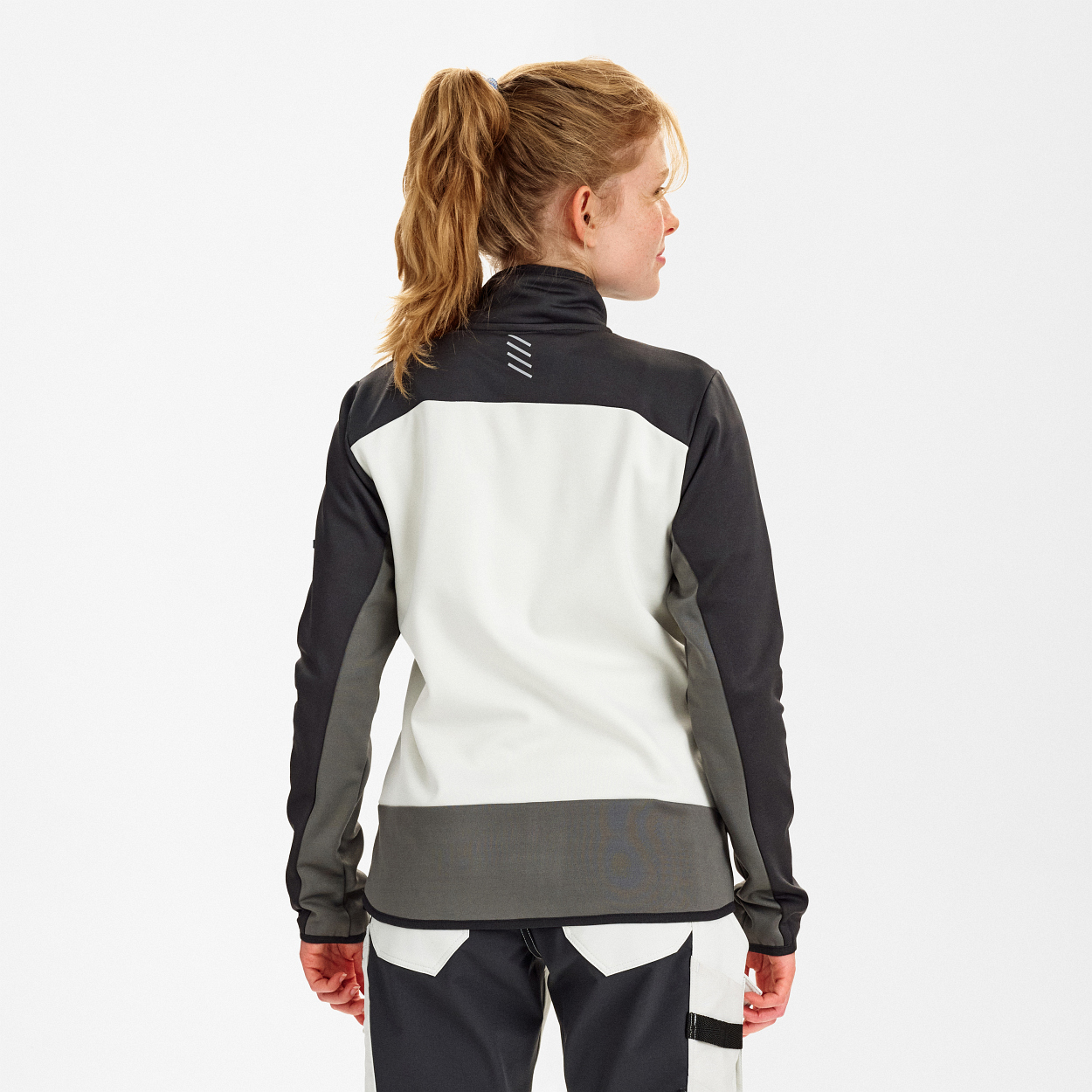 ENGEL Entire Damen Midlayer-Cardigan in Bone White / Anthracite Grey, Größe XS