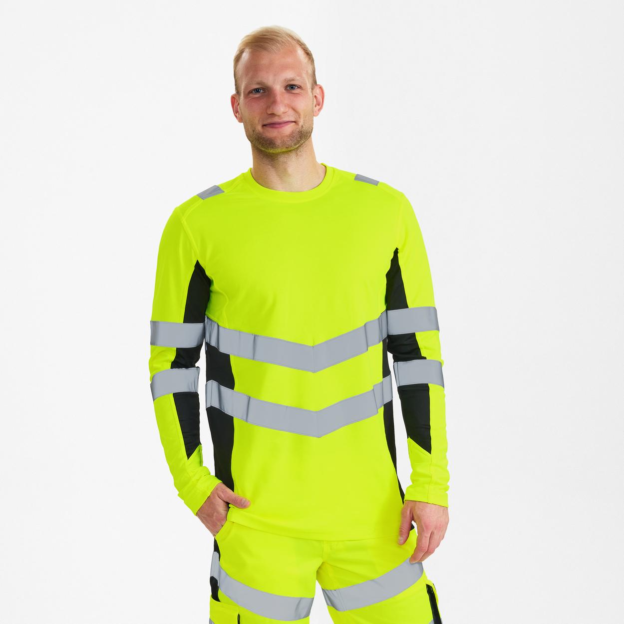 ENGEL Safety Langarm-Shirt in Gelb/Schwarz, Größe XS