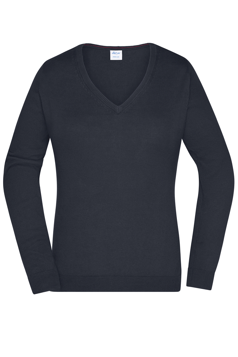 Ladies' V-Neck Pullover "JN658" in Black, Größe 2XL - Daiber