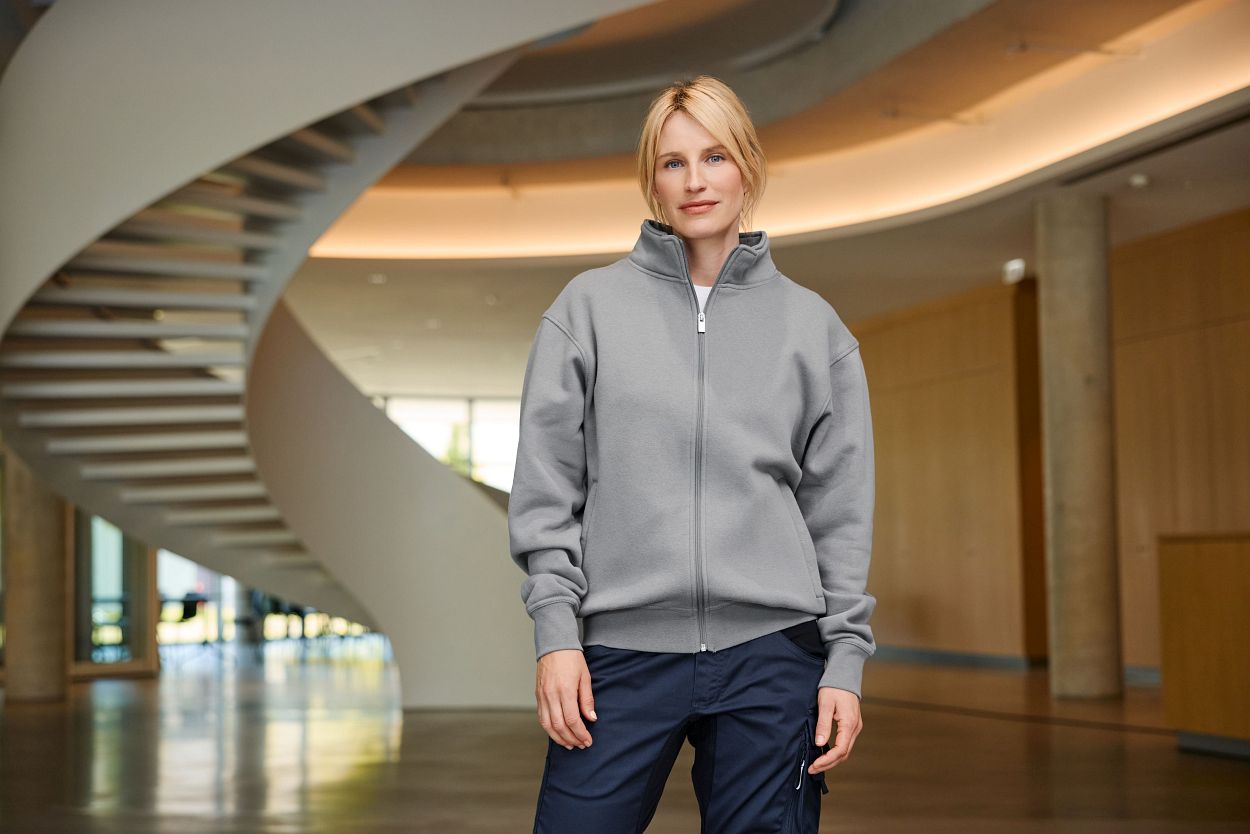 Workwear Sweat Jacket "JN836" in Steel-Blue, Größe 6XL - Daiber
