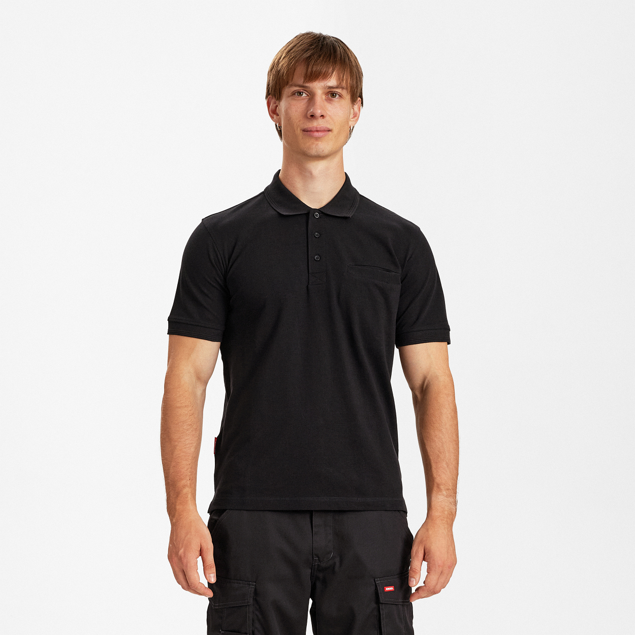 ENGEL Extend Poloshirt mit Brusttasche in Schwarz, Größe XS