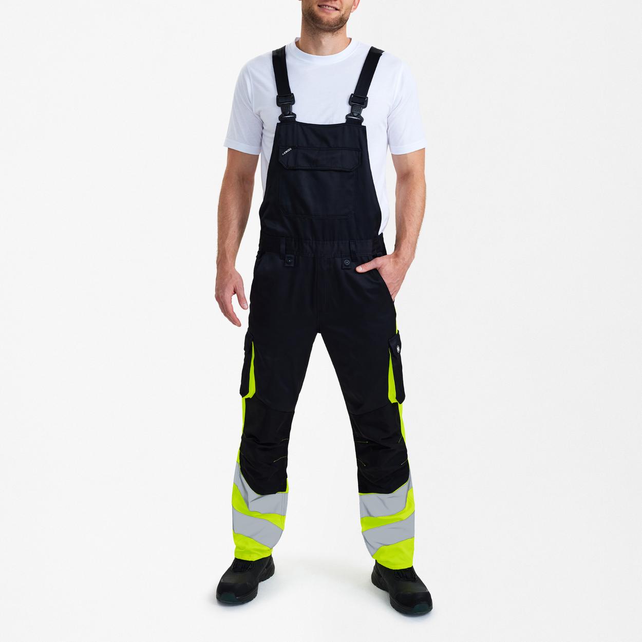 ENGEL Safety Light Latzhose in Schwarz/Gelb, Größe 106