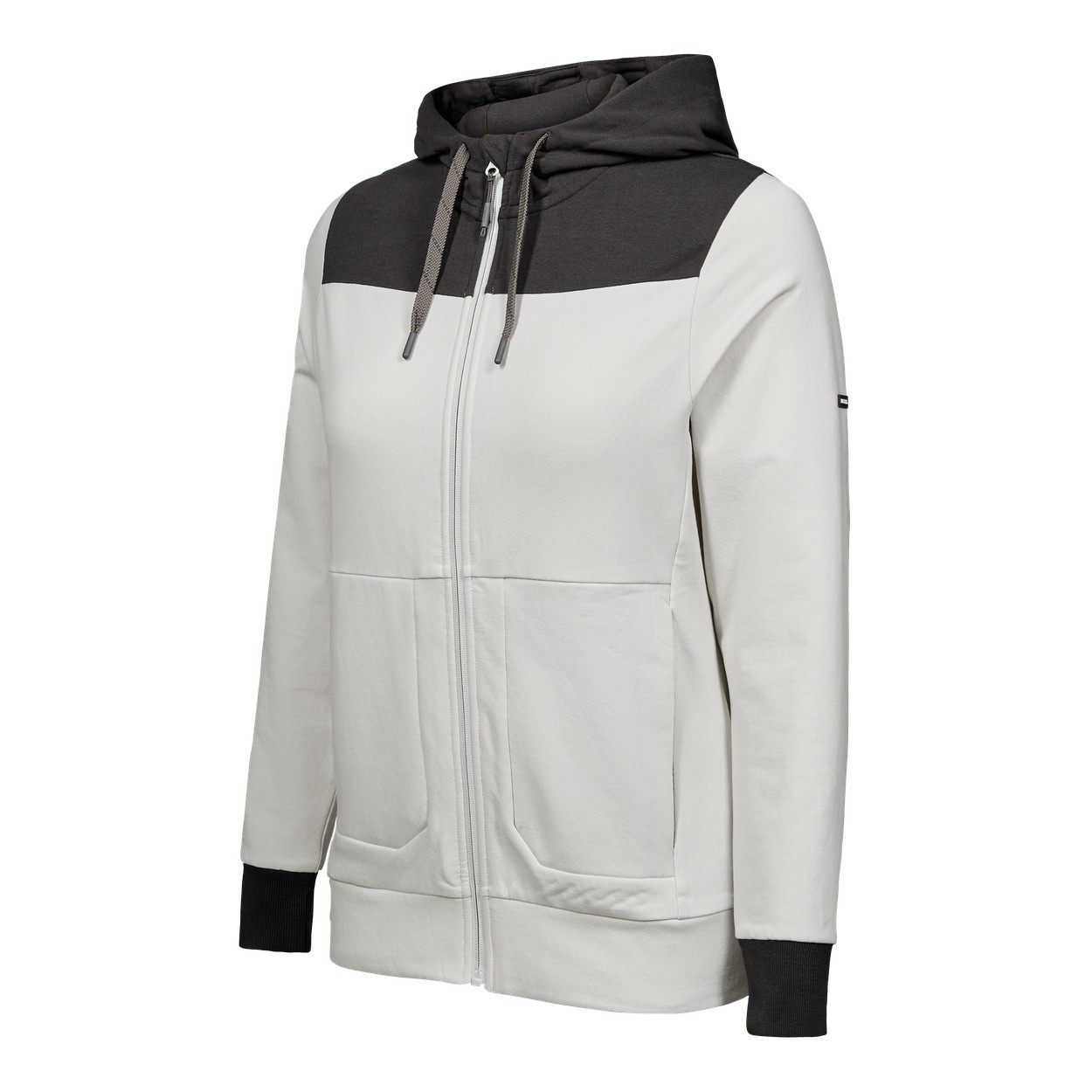 ENGEL Entire Damen Sweatcardigan mit Kapuze in Bone White / Anthracite Grey, Größe XS