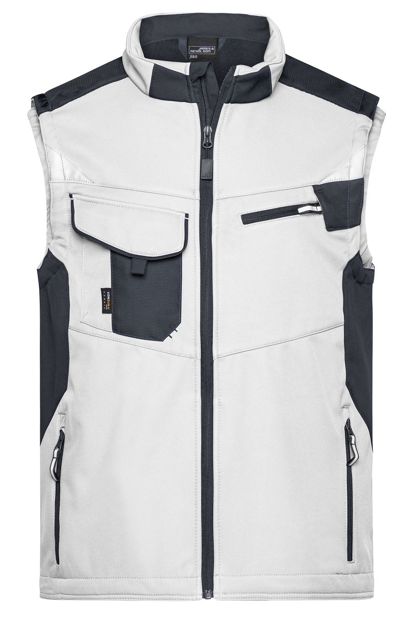 Workwear Softshell Vest - STRONG - "JN845" in White/Carbon, Größe 6XL - Daiber