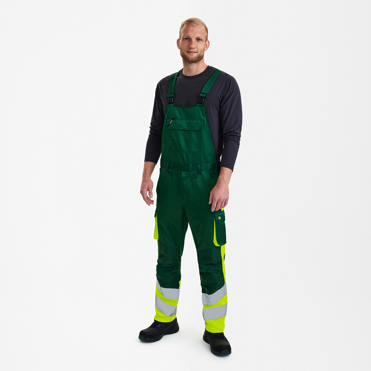 ENGEL Safety Light Latzhose in Green/Hivis yellow, Größe 106