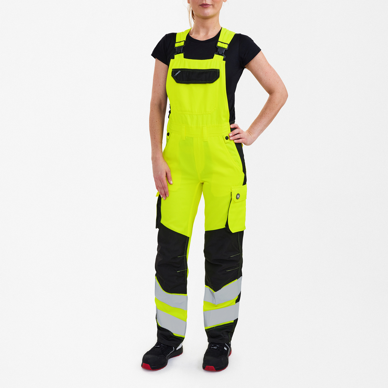 ENGEL Safety Light Damen Latzhose in Gelb/Schwarz, Größe 48