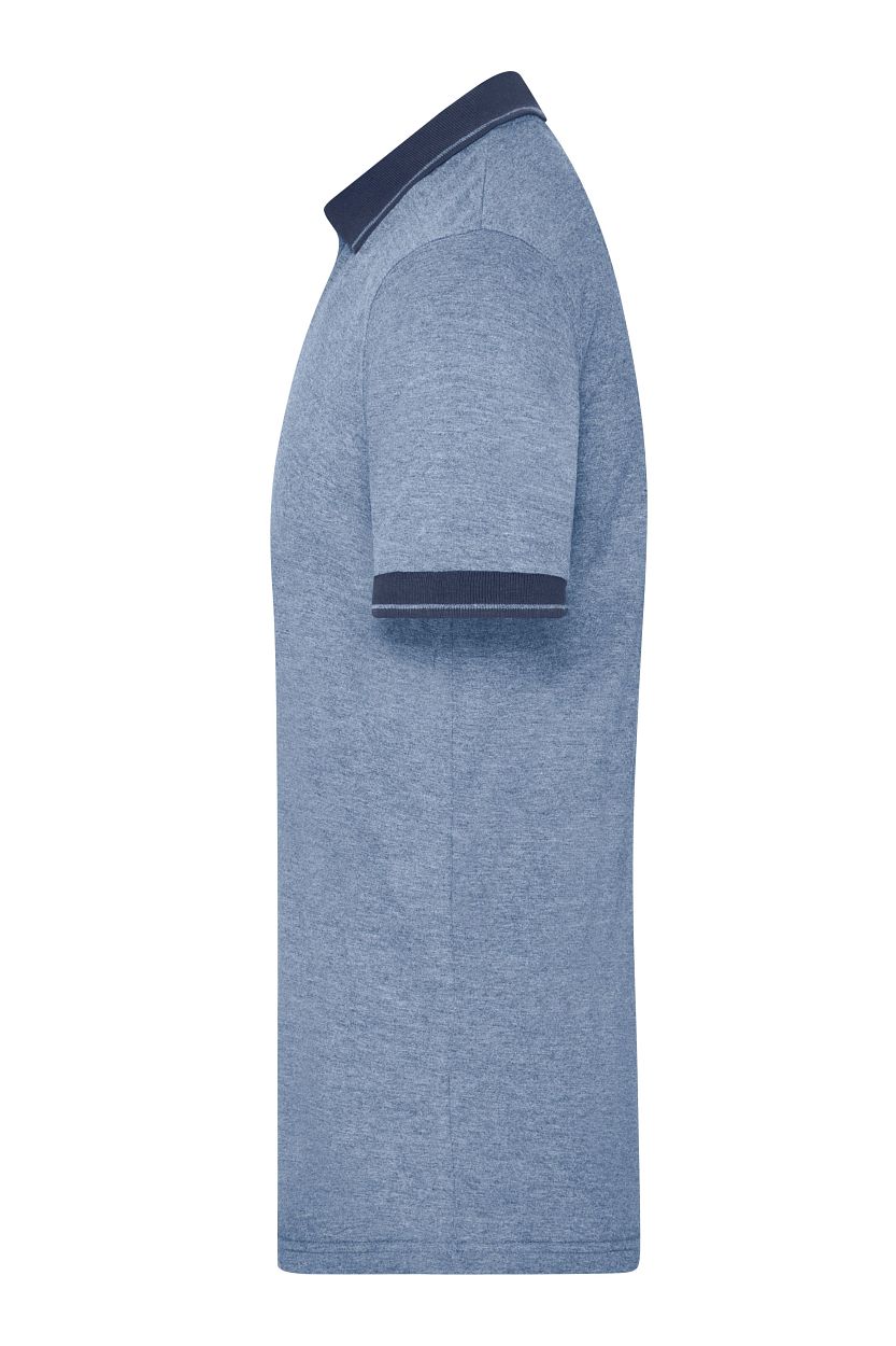 Men's Heather Polo "JN706" in Blue-Melange/Navy, Größe 3XL - Daiber