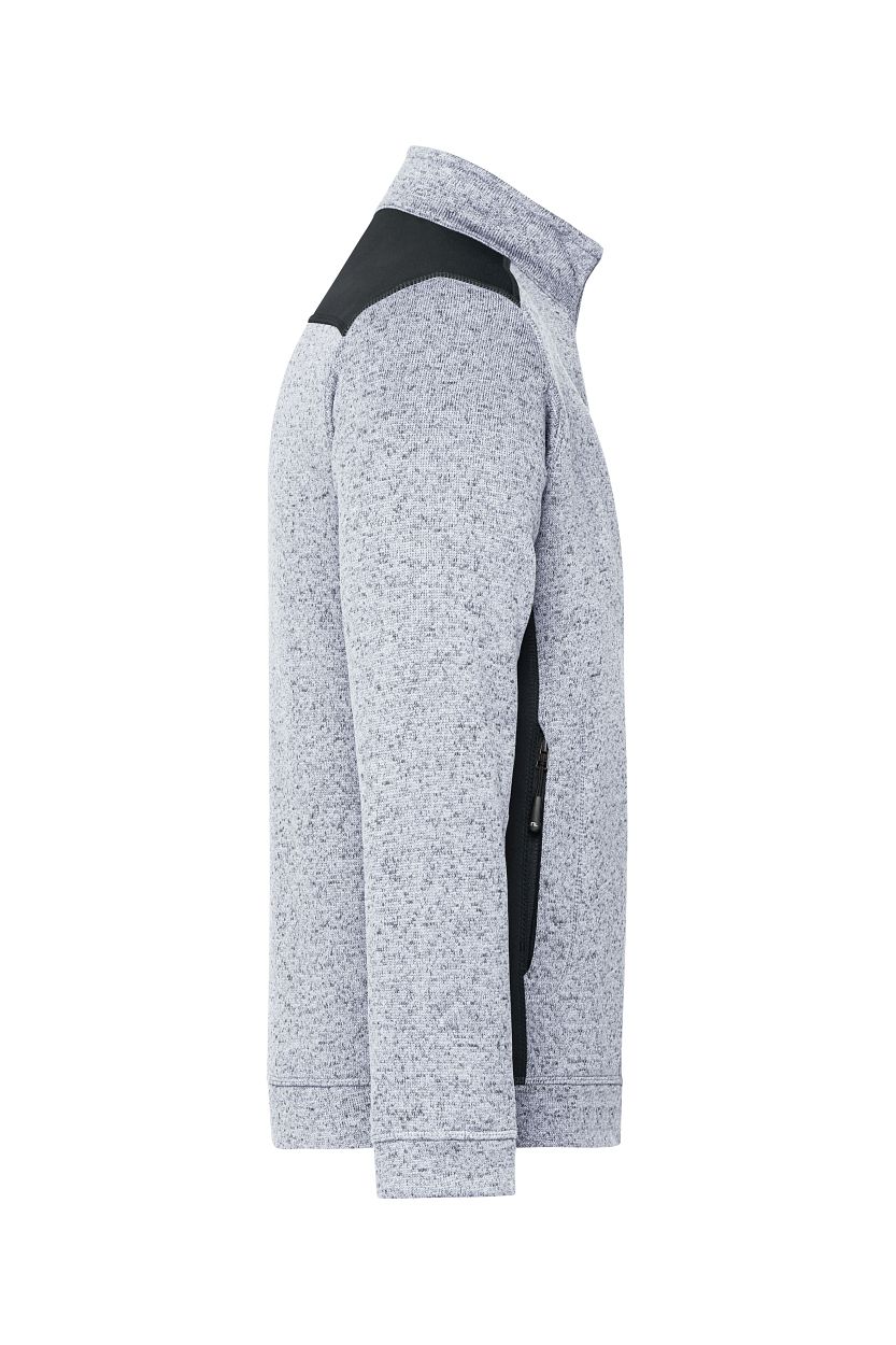 Men's Knitted Workwear Fleece Jacket - STRONG - "JN862" in White-Melange/Carbon, Größe 6XL - Daiber