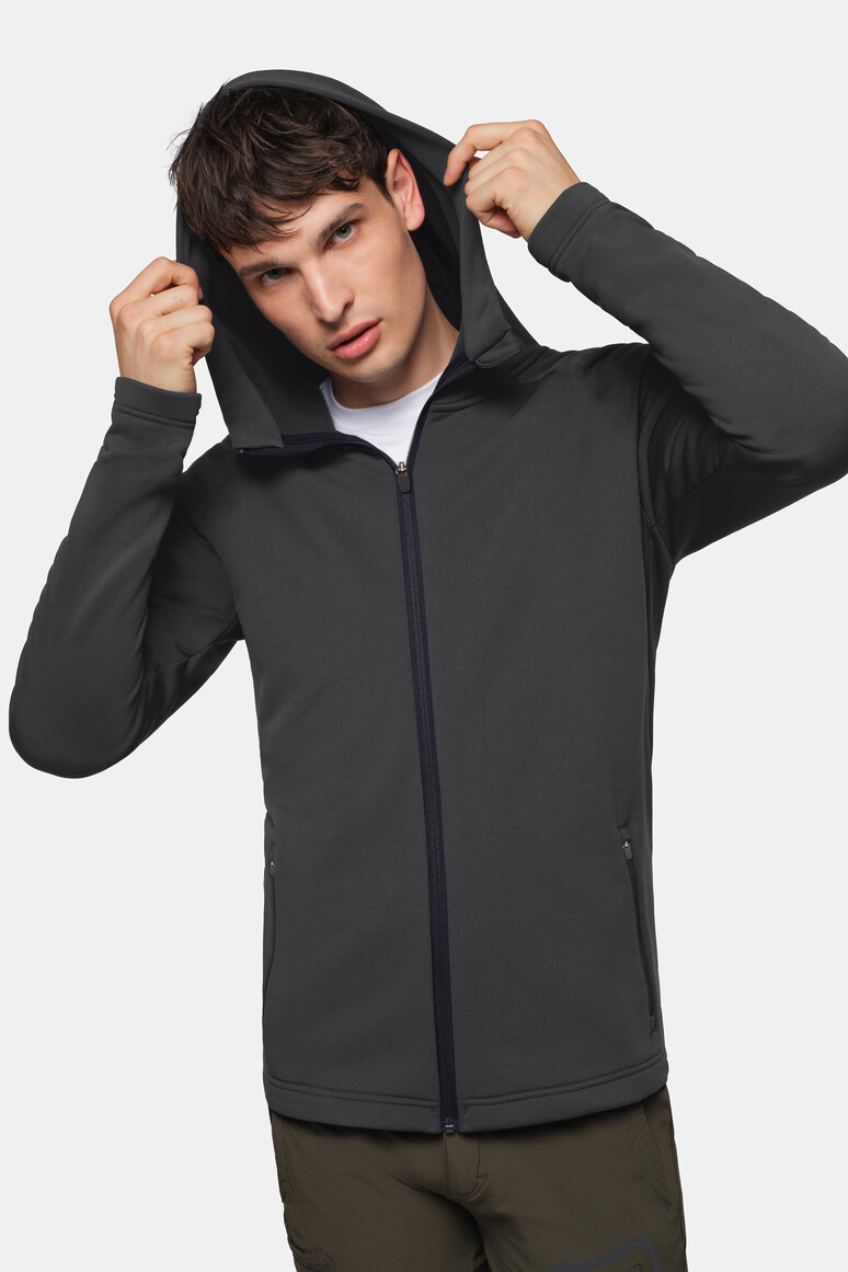 HAKRO 873 Kapuzen-Tecjacke ECO in Karbongrau, Größe 3XL