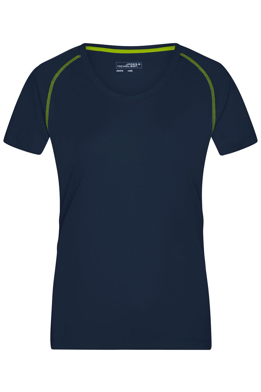Ladies' Sports T-Shirt "JN495" in Navy/Bright-Yellow, Größe 2XL - Daiber