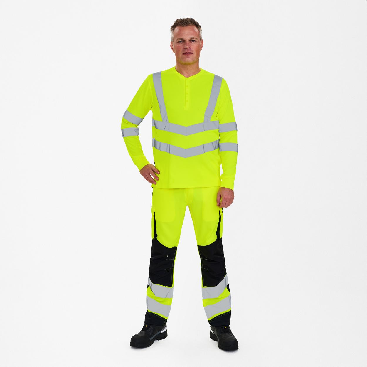 ENGEL Safety Grandad langarm-Shirt in Gelb, Größe XS