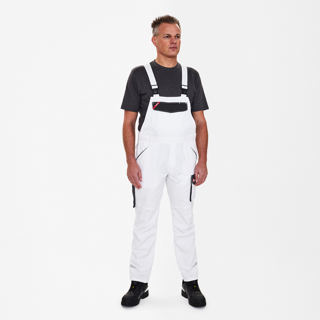 ENGEL Galaxy Light Latzhose in Weiss/Anthrazit Grau, Größe 106