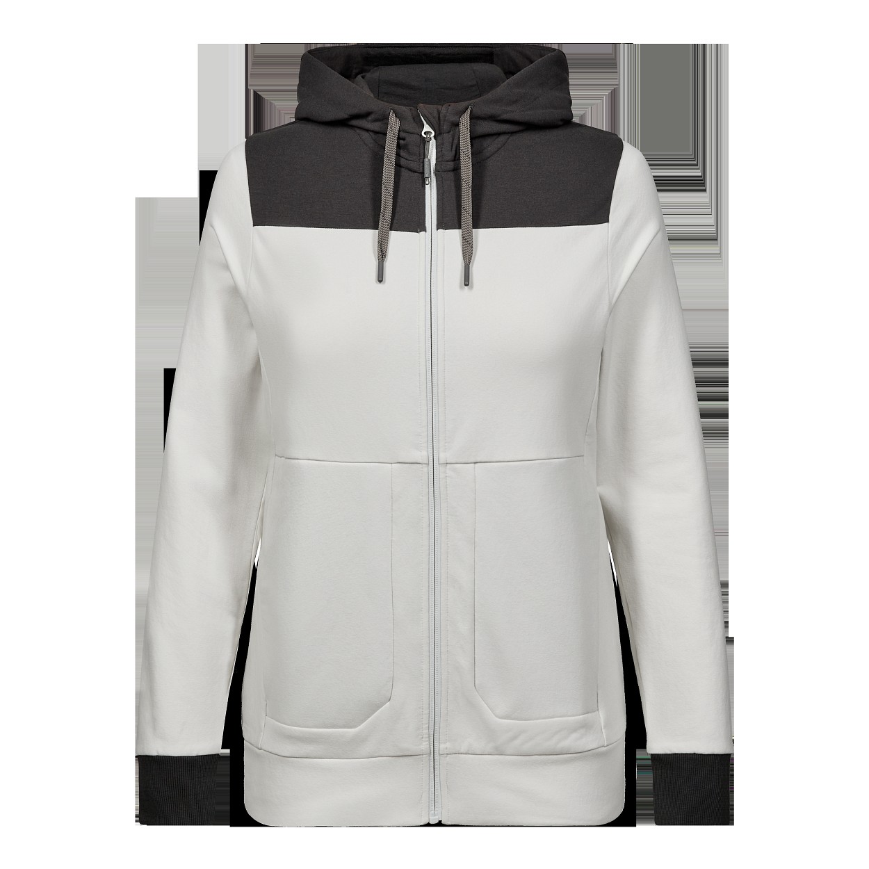 ENGEL Entire Damen Sweatcardigan mit Kapuze in Bone White / Anthracite Grey, Größe 3XL