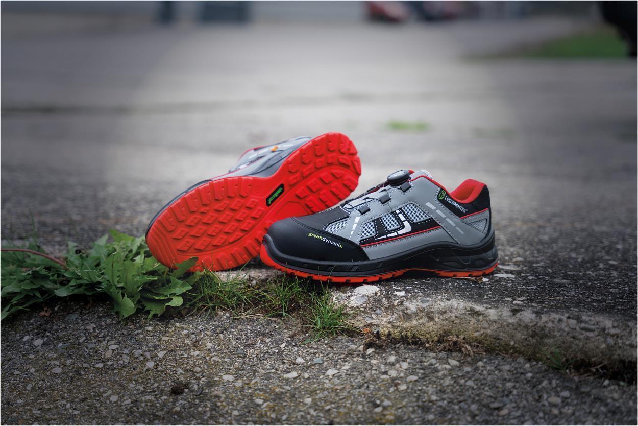 Halbschuh L1285 Dublin in Grau/Schwarz/Rot, Gr. 47 von Leibwächter