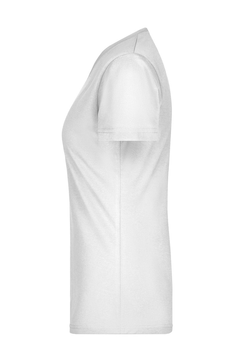 Ladies' Slim Fit V-T "JN972" in White, Größe 2XL - Daiber