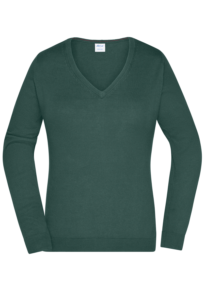 Ladies' V-Neck Pullover "JN658" in Forest-Green, Größe 2XL - Daiber