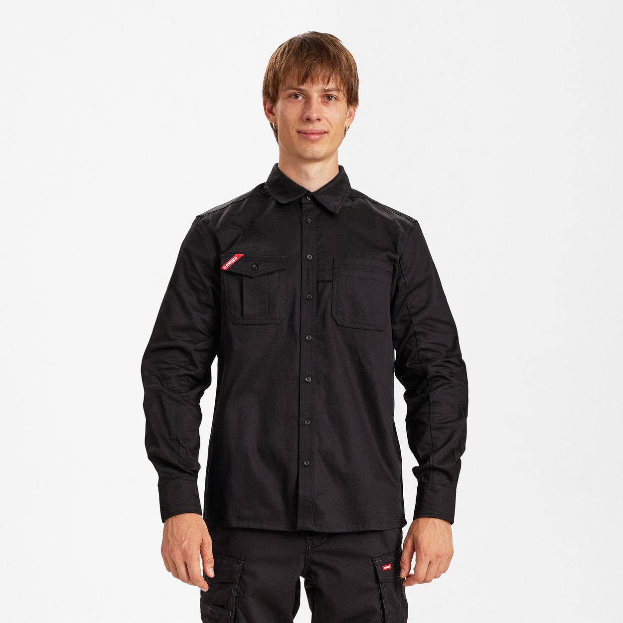 ENGEL Extend Baumwolle Hemd in Schwarz, Größe XS