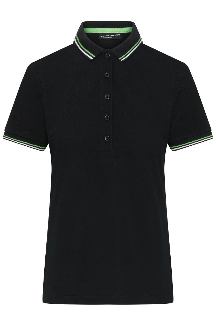 Ladies' Polo "JN1305" in Black/White/Lime-Green, Größe 2XL - Daiber