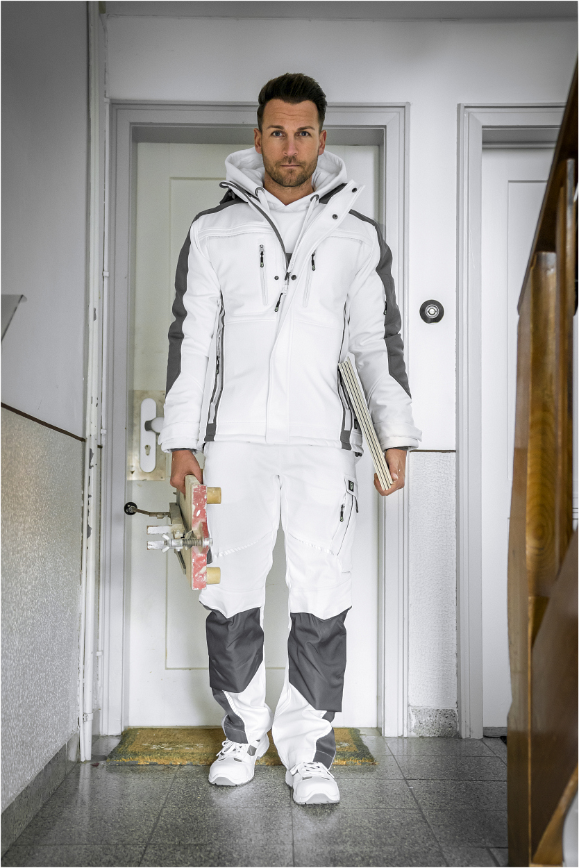 Latzhose Flex Line Weiß/Grau FLEXL, Gr. 98 von Leibwächter