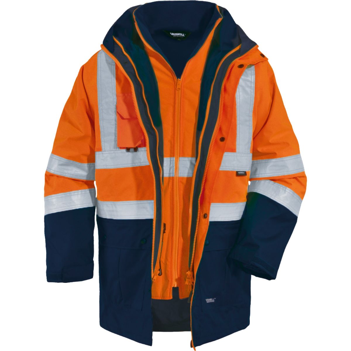 Regen- Warnschutz-Kontrast-Parka leuchtorange-marine von Vizwell