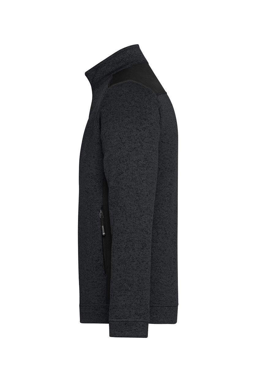 Men's Knitted Workwear Fleece Jacket - STRONG - "JN862" in Black/Black, Größe 6XL - Daiber