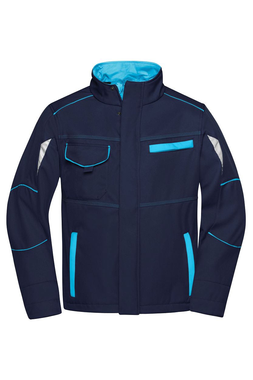 Workwear Softshell Jacket - COLOR - "JN851" in Navy/Turquoise, Größe 6XL - Daiber