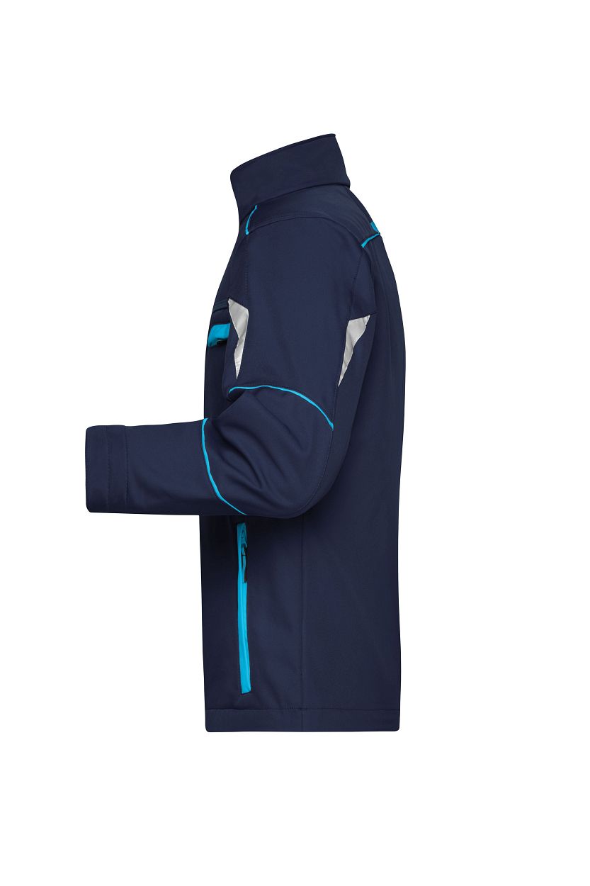 Workwear Softshell Jacket - COLOR - "JN851" in Navy/Turquoise, Größe 6XL - Daiber