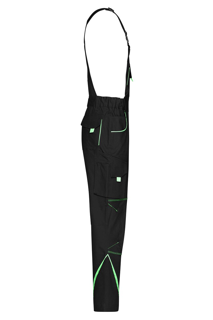 Workwear Pants with Bib - COLOR - "JN848" in Black/Lime-Green, Größe 62 - Daiber