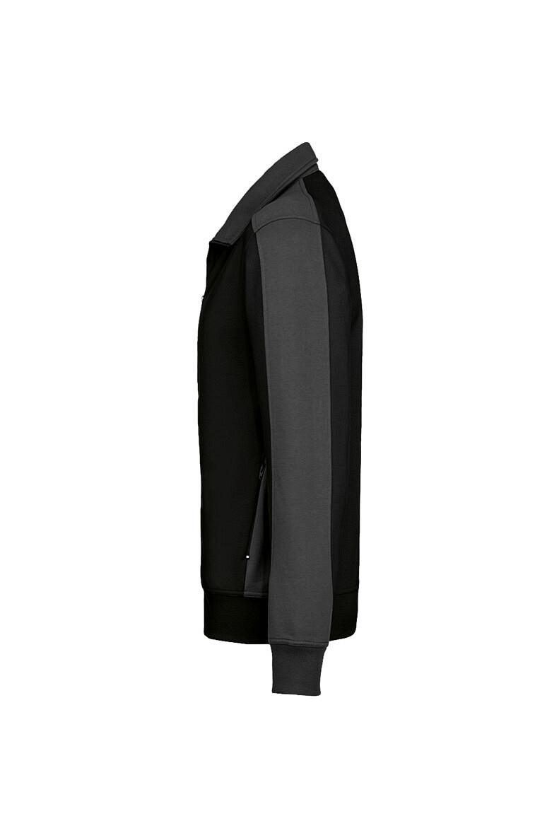 HAKRO 477 Sweatjacke Contrast MIKRALINAR® in schwarz/anthrazit, Größe 2XS