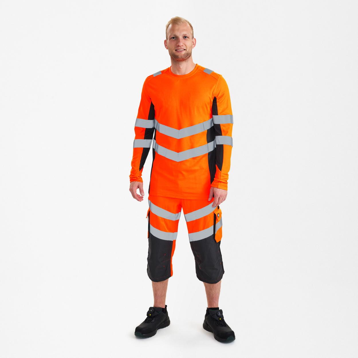 ENGEL Safety Langarm-Shirt in Orange/Anthrazit Grau, Größe XS