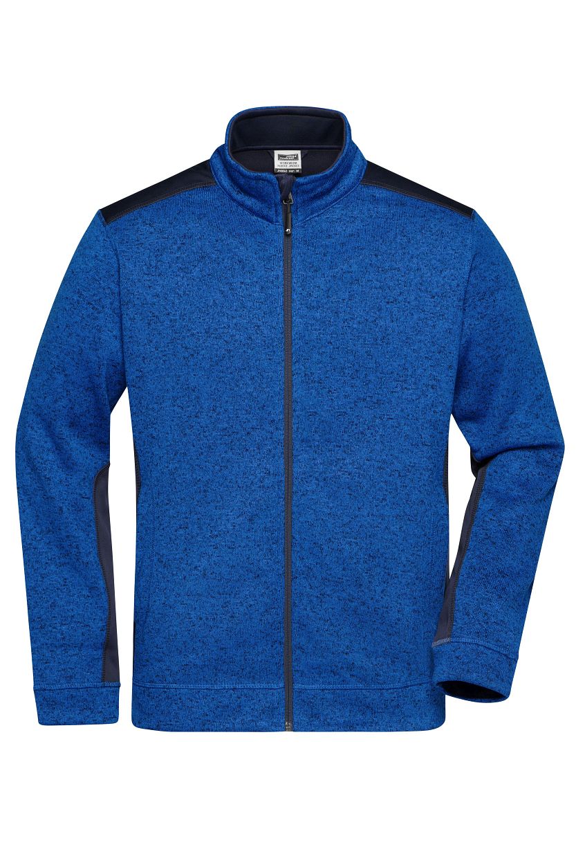 Men's Knitted Workwear Fleece Jacket - STRONG - "JN862" in Royal-Melange/Navy, Größe 6XL - Daiber