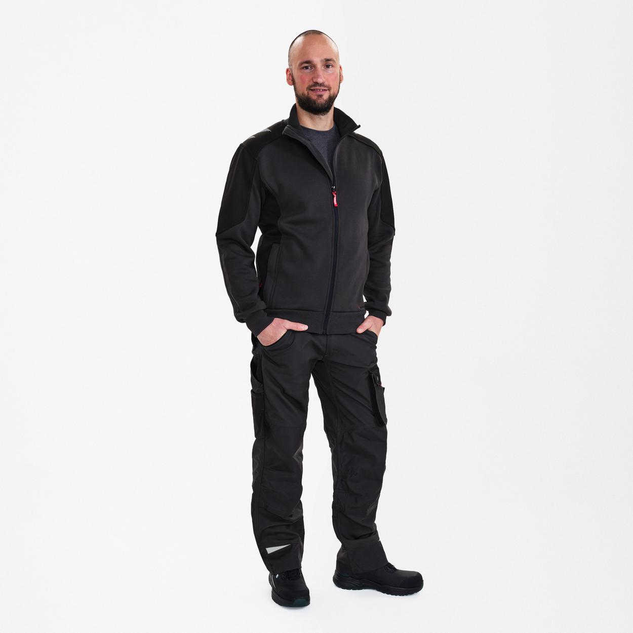 ENGEL Galaxy Sweatcardigan mit Kragen in Anthrazitgrau/Schwarz, Größe XS