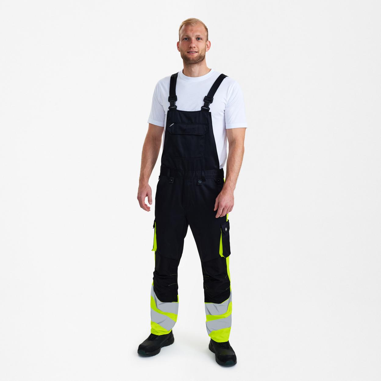 ENGEL Safety Light Latzhose in Schwarz/Gelb, Größe 106