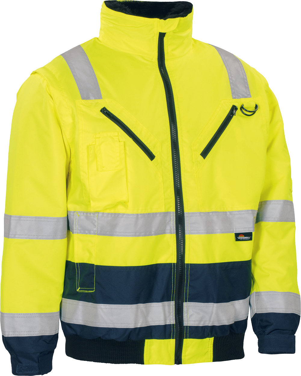 Warnschutz-Kontr.-Pilotenjacke leuchtgelb-marine in Gr. XXL von Vizwell