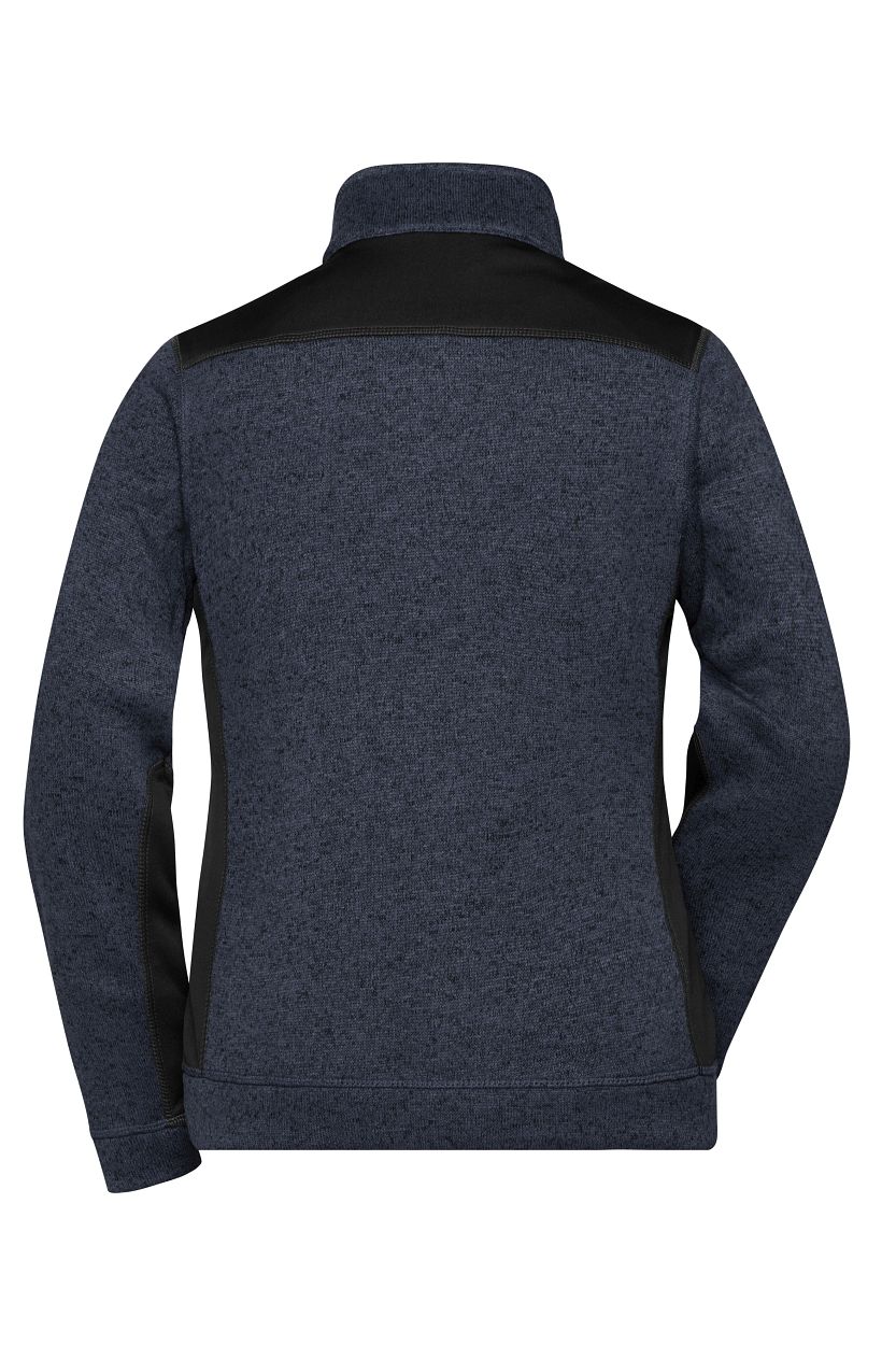 Ladies' Knitted Workwear Fleece Jacket - STRONG - "JN861" in Carbon-Melange/Black, Größe 4XL - Daiber