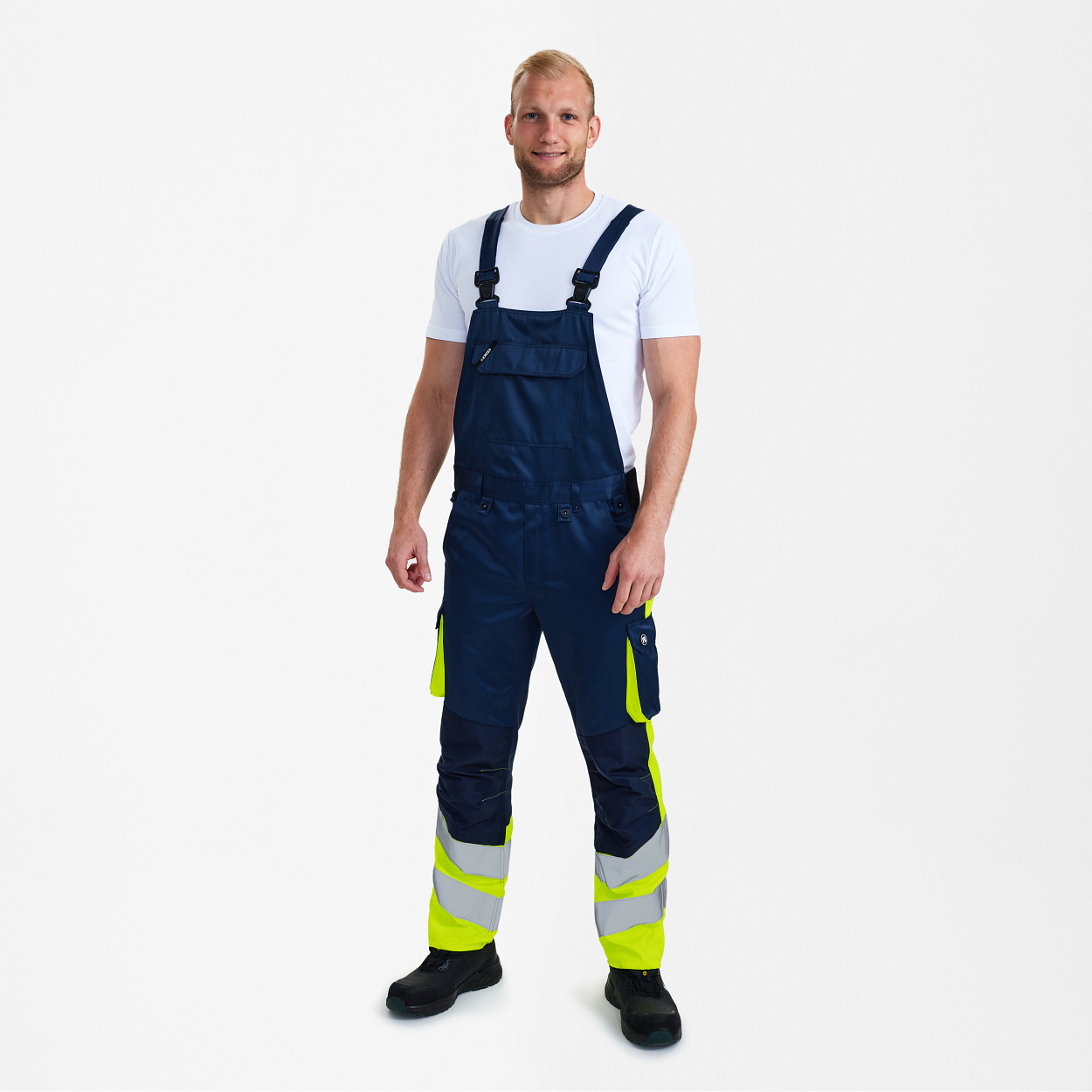 ENGEL Safety Light Latzhose in Blue Ink/Gelb, Größe 106