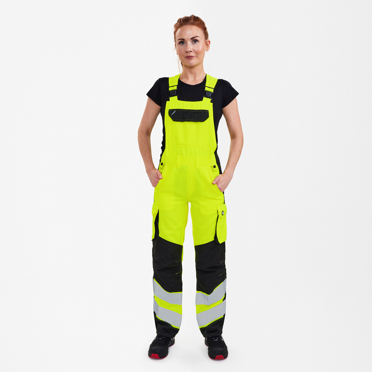 ENGEL Safety Light Damen Latzhose in Gelb/Schwarz, Größe 48