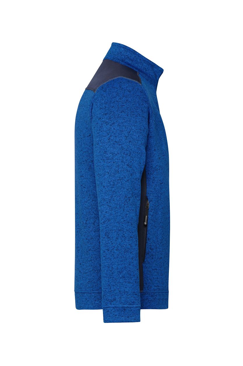 Men's Knitted Workwear Fleece Jacket - STRONG - "JN862" in Royal-Melange/Navy, Größe 6XL - Daiber