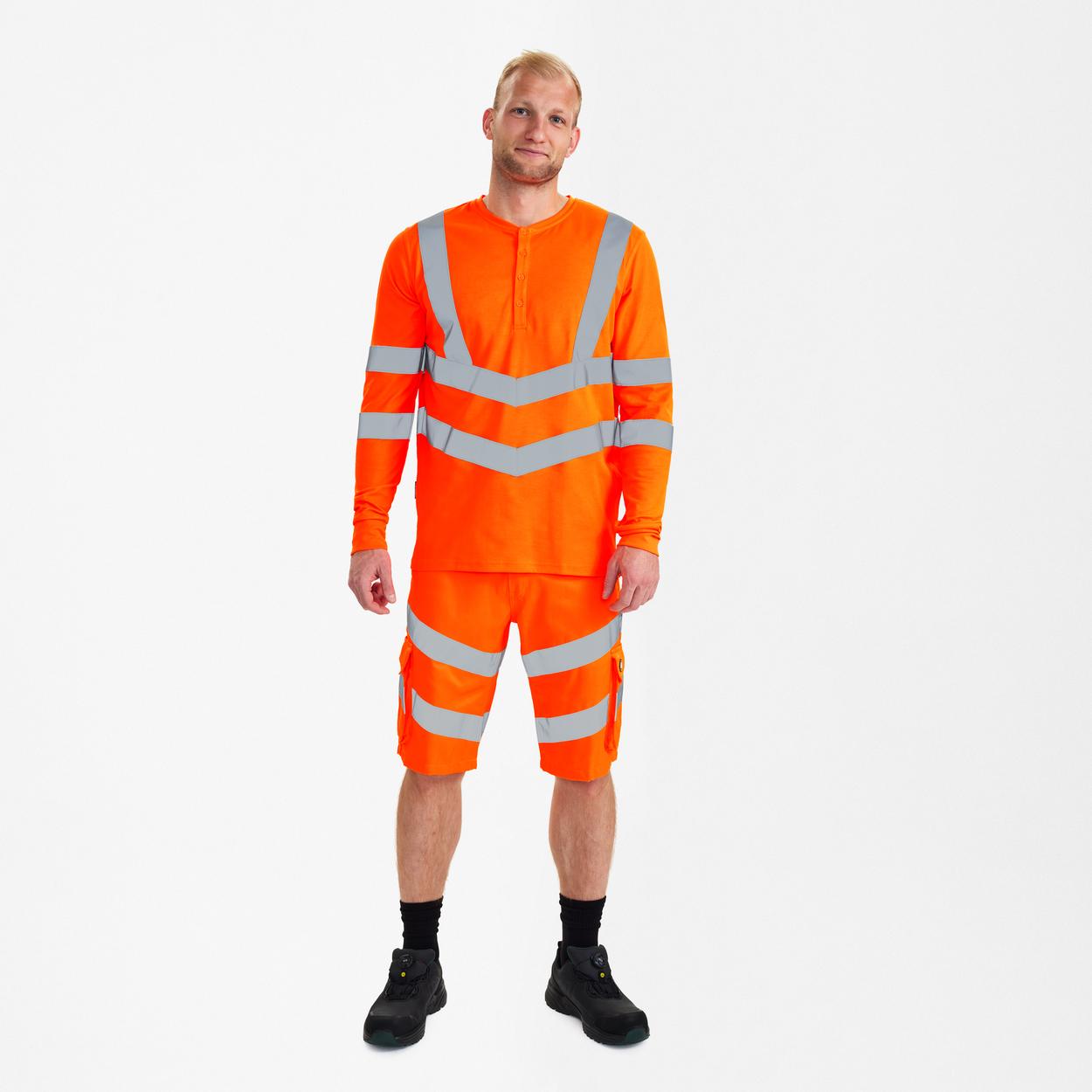 ENGEL Safety Grandad langarm-Shirt in Hi-vis Orange, Größe XS