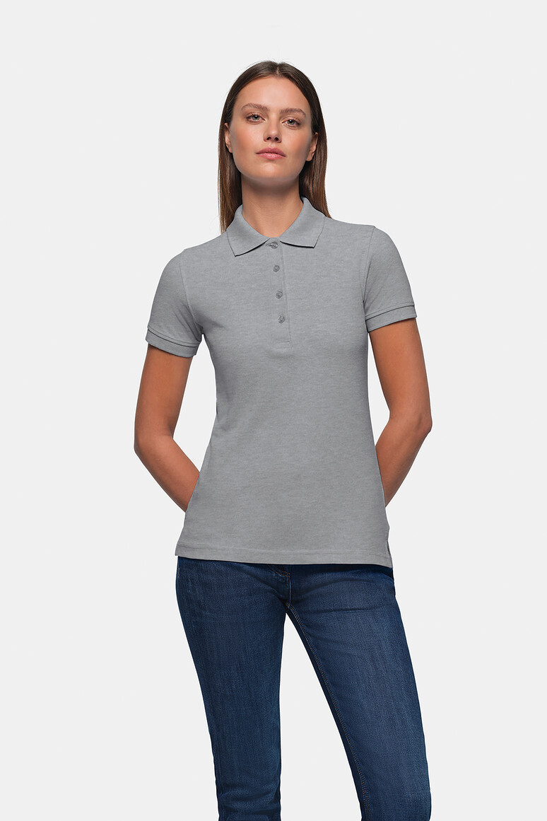 HAKRO 110 Damen Poloshirt Classic in Grau meliert, Größe 3XL